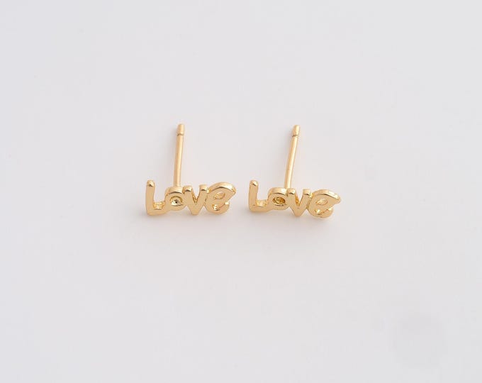 LOVE Stud Earrings,18K Gold Filled Letter Stud Earrings,Dainty Stud Earrings, Gift for Her,11.2x5mm
