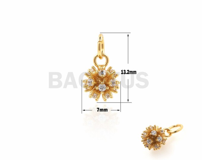 1PCS CZ Spherical Pendant, Explosive Round Rendant, 3D Round Rlanet, Rlanet Charm, Suitable For Jewelry Making 13.2×7mm
