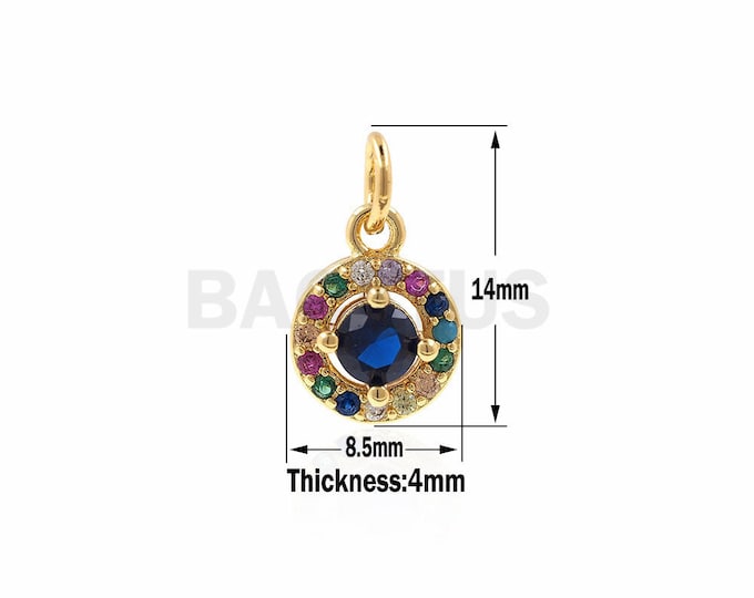 Round pendant, round frame necklace,CZ Round charms ,Used for making bracelets/necklaces and jewelry 8.5x14x4mm 1PCS