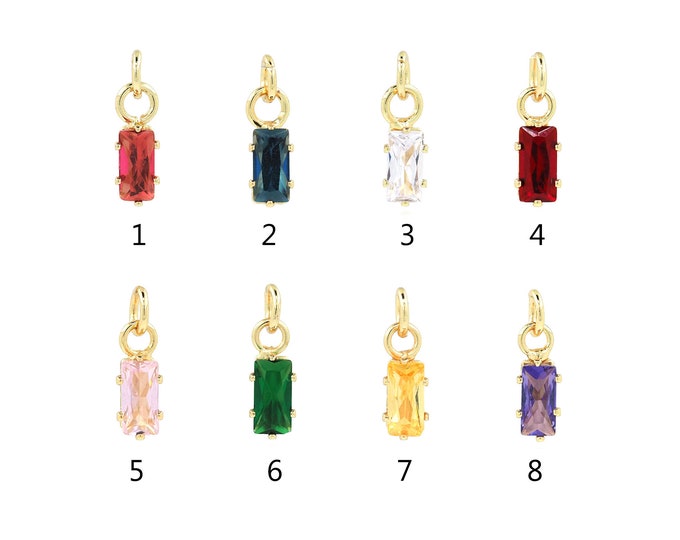 18K Gold Filled CZ Rectangular Pendant,Gold Dainty Rectangular Charms,Rectangular Charm Bracelet Necklace for DIY Jewelry Making Supply