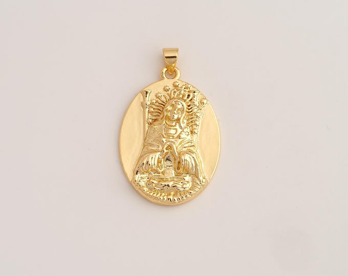 18K Gold Filled Virgin Mary Charm,Dainty Religious Pendant,Catholic Pendant ,DIY Jewelry Supplies,37.3x23x5mm