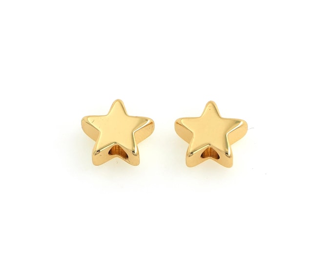 10 pcs 18K Gold Filled Star Spacer Beads,Gold Celestial Beads, Starburst Beads DIY Bracelet Necklace Earrings Jewelry Making,7.6x3mm
