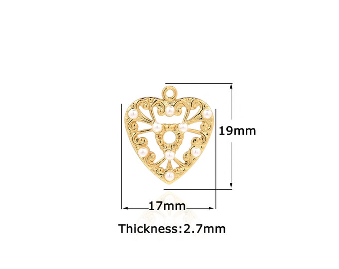 18K Gold Filled Heart pendant,Gold Dainty Heart Charms,Simple pendant Bracelet Necklace for DIY Jewelry Making Supply