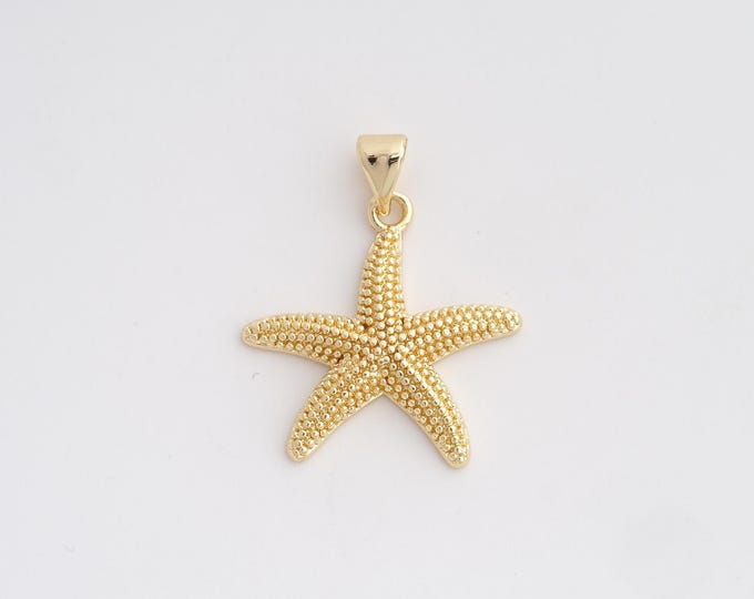 18K Gold Filled Starfish Charm, Starfish Pendant,Starfish Necklace Charm, DIY Jewelry Supplies, 27.4x22.4x3.3mm