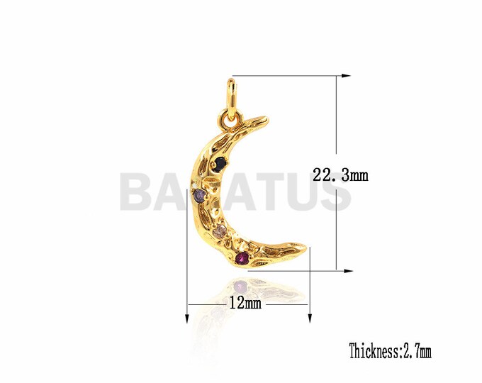 Moon necklace, crescent pendant, moon pendant, universe pendant, simple jewelry 22.3x12x2.7mm 1PCS