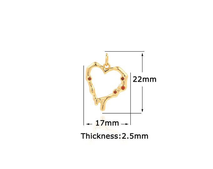 18K Gold Filled Heart pendant,Gold Dainty Heart Charms,Simple pendant Bracelet Necklace for DIY Jewelry Making Supply