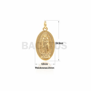 1PCS  Mary Pendant, Religious Jewelry,18K Gold Filled Virgin Charm, Suitable For Jewelry Making 24.5×12×2.2mm