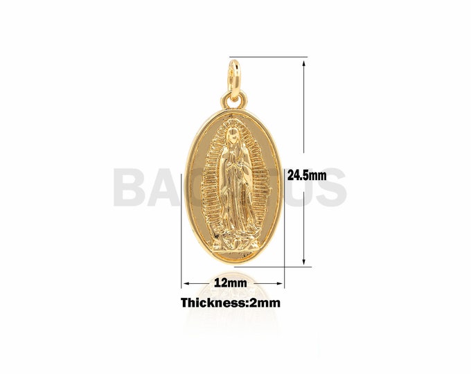 1PCS  Mary Pendant, Religious Jewelry,18K Gold Filled Virgin Charm, Suitable For Jewelry Making 24.5×12×2.2mm