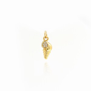 Charm conque en or, breloque de plage or 18 carats, collier de plage, pendentif conque, fournitures pour bijoux DIY, 18,2 x 7 x 5,3 mm