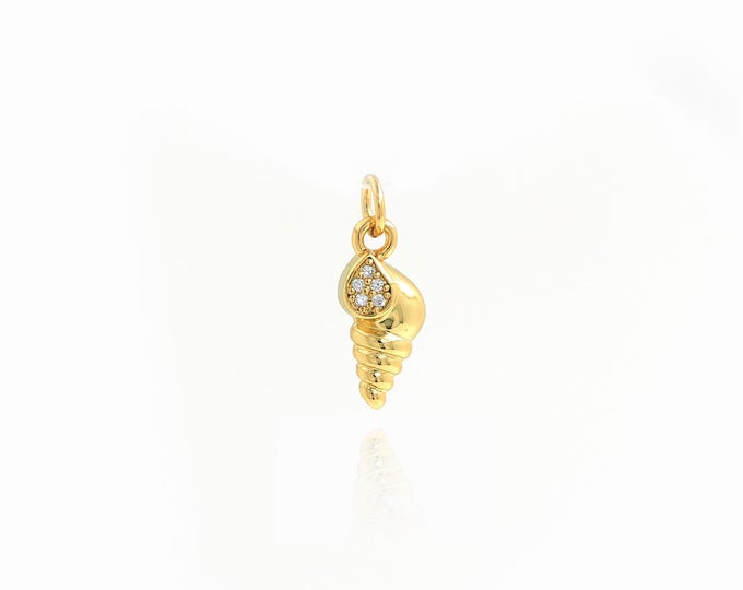 Gold Conch Charm, 18K Gold Filled Beach Charm, Beach Necklace, Conch Pendant, DIY Jewelry Supplies, 18.2x7x5.3mm