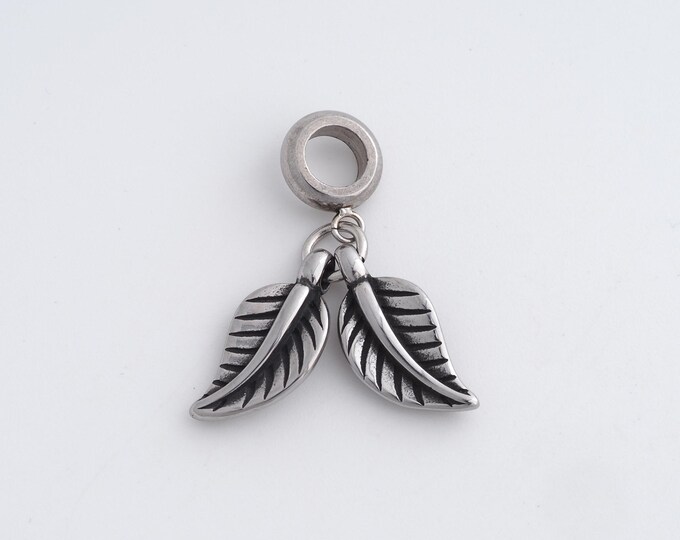 Stainless Steel Leaf Pendant,Leaf Charms,Leaf Charm Bracelet Necklace for DIY Jewelry Making Supply,27.5x25x2.5mm