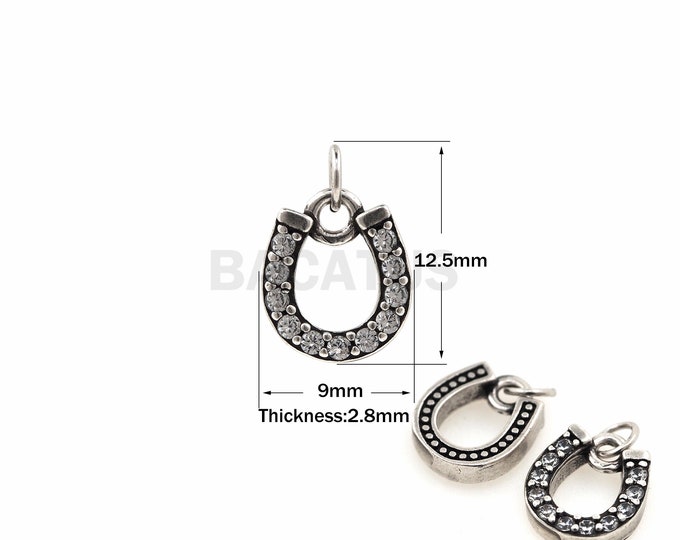1pcs Micro-Pave Jade Silver U Letter Pendant Letter Necklace Suitable for Bracelet, Necklace, Jewelry Making Supplies 12.5x9x2.8mm
