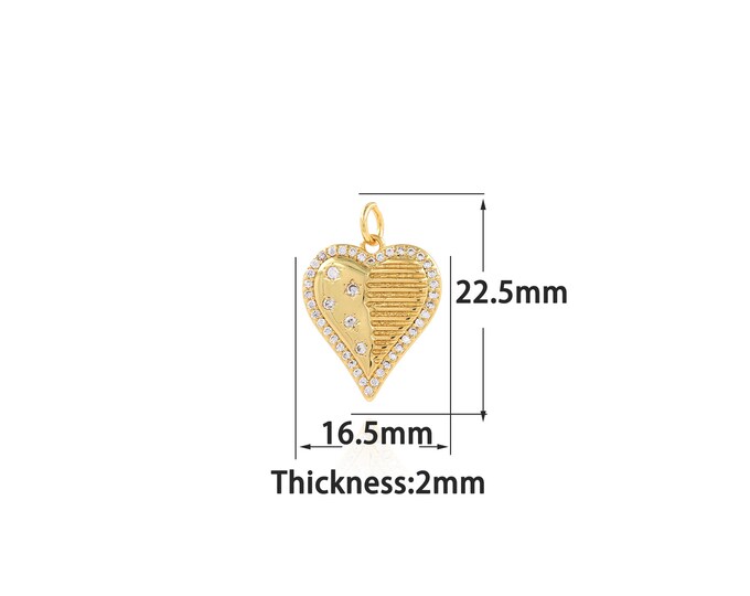 18K Gold Filled Heart Pendant,Gold Dainty Heart Charms,Simple pendant Bracelet Necklace for DIY Jewelry Making Supply