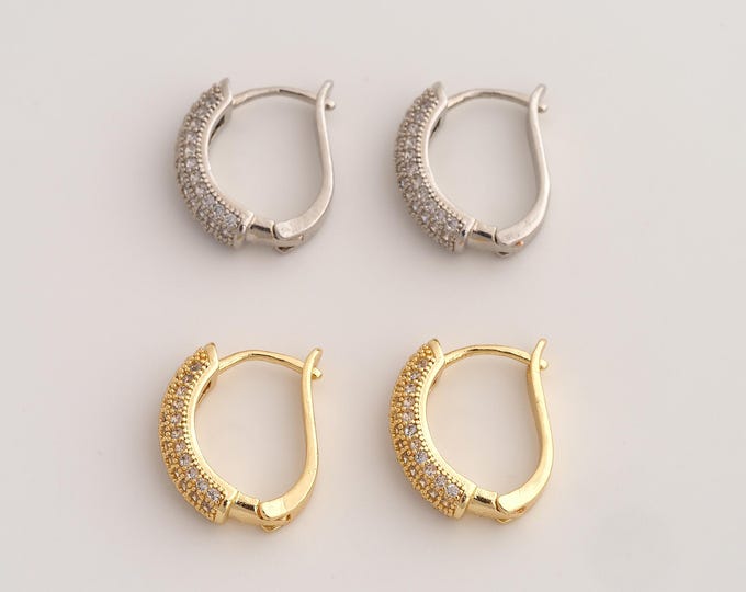 18K Gold Filled Hoop Earrings,Gold CZ Hugging Hoop Earrings,Hoop Earrings,Gift for Her,17.8x14.4x4.2mm