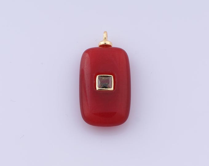 Energy Stone Pendant,18K Gold Filled Natural Stone Necklace,Red Agate Pendant, DIY jewelry Making Accessories,29.8x14.8x6mm