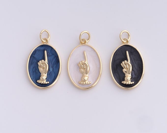 Enamel Fingers Crossed Charms 18K Gold Filled Gesture Pendant for DIY Bracelet Necklace Jewelry Making Supply 23.3x13x3.8mm