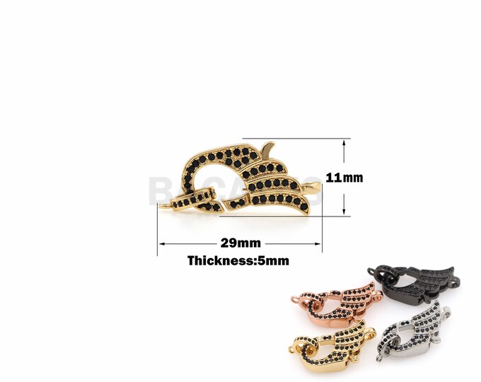 1PCS Wing Lobster Clasp Miniature Pavé Jewelry DIY Jewelry Making Accessories Bracelet Clasp Necklace Clasp Yellow Gold Filling 29x11x5mm