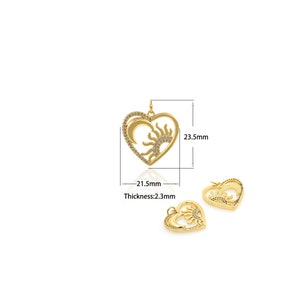 1PCS Hollow Heart Pendant 18K Gold Plated Pendant Ladies Heart Shaped Jewelry Making Jewelry Supply Charm Celestial Jewelry 21.5x23.5x2.3mm