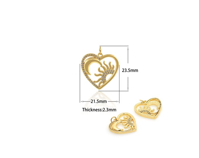 1PCS Hollow Heart Pendant 18K Gold Plated Pendant Ladies Heart Shaped Jewelry Making Jewelry Supply Charm Celestial Jewelry 21.5x23.5x2.3mm