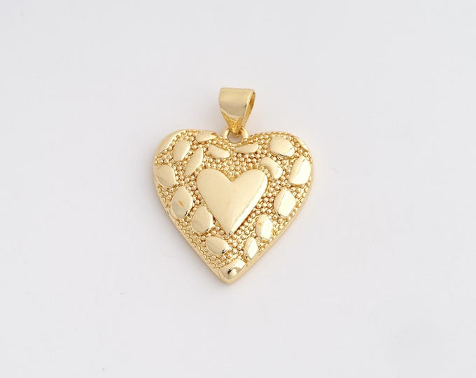 18K Gold Filled Heart Pendant,Love Pendant, Heart Pendant, Jewelry Accessories 25x19.6x3.4mm