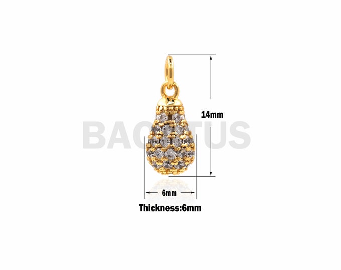 1PCS  CZ Miniature Pave Drop-Shaped Pendant, Golden CZ Teardrop Necklace, Teardrop-Shaped Pendant, DIY jewelry making accessories 14×6×6mm