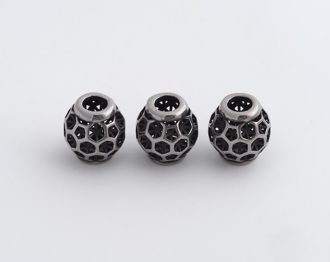 1 pcs Stainless Steel Retro Ball Spacer Beads,Silver Round Beads,Ball Beads DIY Bracelet Necklace Earrings Jewelry Making,10.4x9.6mm
