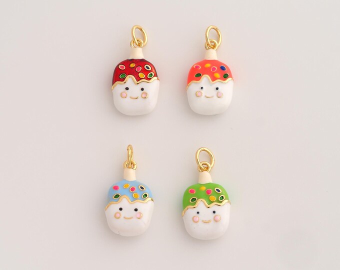 18K Gold Filled Ice Cream Charm,Dainty Enamel Dessert Pendant,Ice Cream Pendant ,DIY Jewelry Supplies,20.3x10x4.6mm