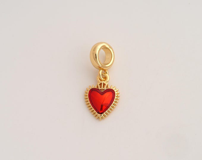 18K Gold Filled Heart Charm,Dainty Enamel Love Pendant,Heart Pendant ,DIY Jewelry Supplies,24x10.2x2.5mm