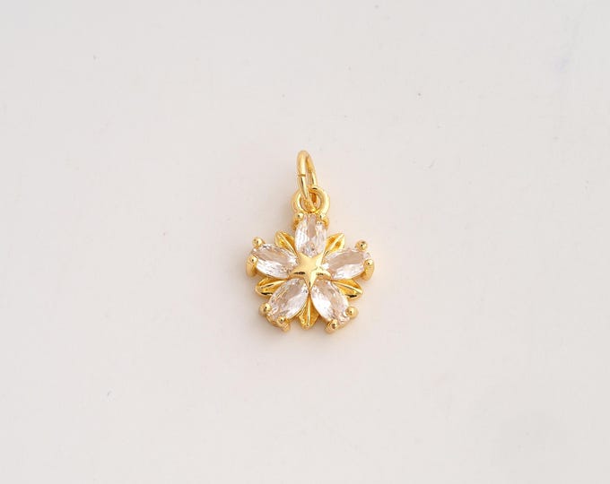 18K Gold Filled Star Charm,Dainty Celestial Pendant,CZ Starburst Pendant ,DIY Jewelry Supplies,19.3x12.4x3.5mm