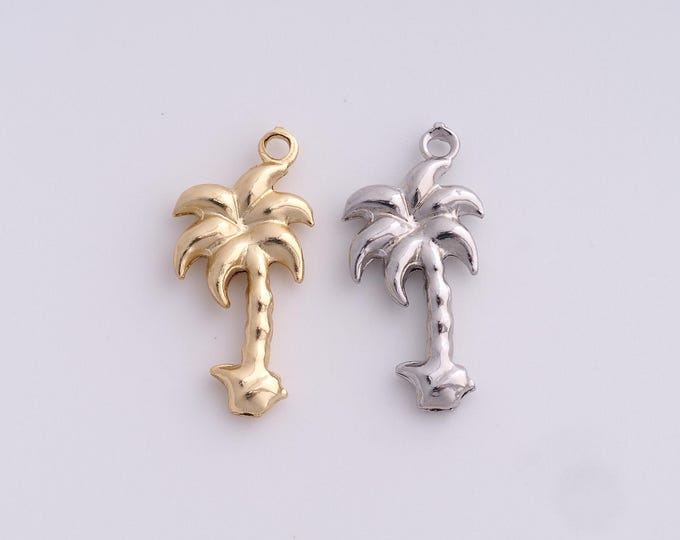 18K Gold Filled Tree of Life Pendant,Gold Dainty Coconut Tree Charms,CZ Tree Charm Bracelet Necklace for DIY Jewelry Making Supply,25x12x3mm