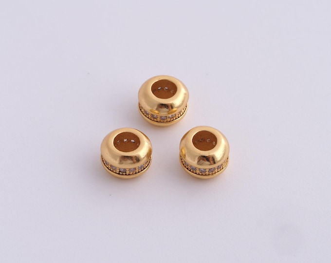 18K Gold Filled Round Spacer Beads,Gold Tube Beads, Round Beads DIY Bracelet Necklace Earrings Jewelry Making,6.3x4.7mm