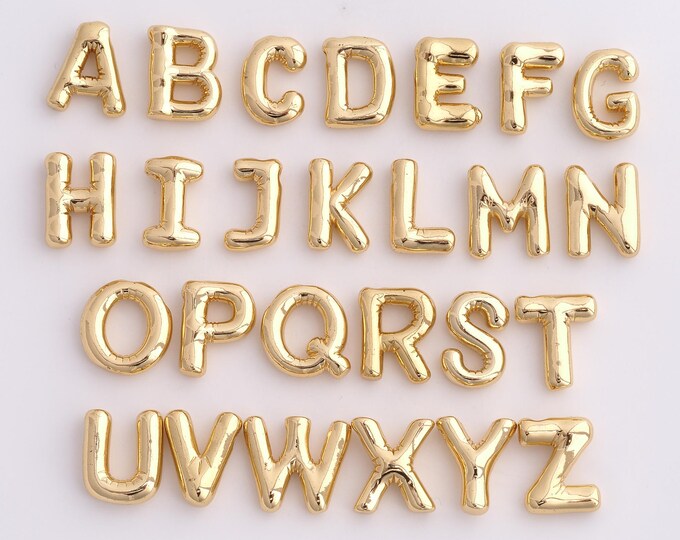 Initial Pendant,18K Gold Filled Letter Necklace, Alphabet Pendant, DIY jewelry Making Accessories,14.6x12.4x4mm