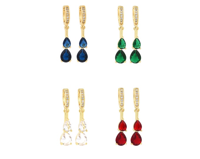 18K Gold Filled Water Drop Earrings,Gold Water Drop Earrings,CZ Water Drop Earrings,Gift for Her