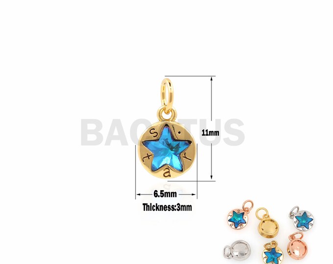 1PCS  Exquisite round star necklace, star jewelry, mini star pendant, DIY jewelry bracelet/necklace accessories 11x6.5x3mm