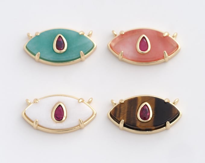 18K Gold Filled Evil Eye Charm, Micropavé CZ Devil Eye Pendant,Eye Necklace Charm, DIY Jewelry Supplies, 12x22.5x4.3mm