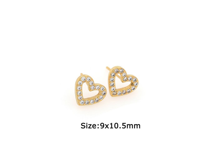 1 pair 18K Gold Filled Heart Stud Earrings,Gold Dainty Heart Stud Earrings,Simple Stud Earrings,Gift for Her