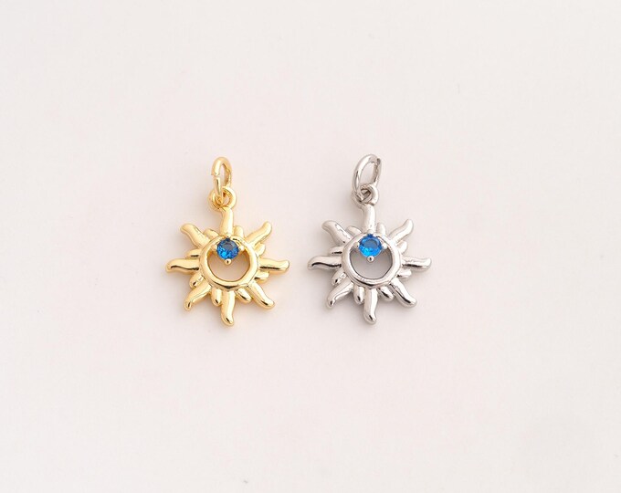 18K Gold Filled Sun Charm,Dainty Celestial Pendant,CZ Sunburst Pendant ,DIY Jewelry Supplies,18.2x13x3.3mm