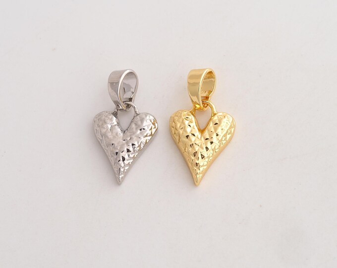 18K Gold Filled Heart Charm,Dainty Love Pendant,Heart Pendant ,DIY Jewelry Supplies,22.7x12x3.4mm