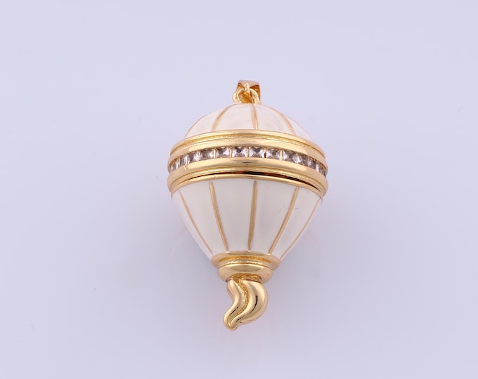 Hot Air Balloon Pendant,18K Gold Filled Balloon Necklace,Micropavé CZ Hot Air Balloon Pendant,DIY jewelry Making Accessorie,39.5x22.4x22.4mm