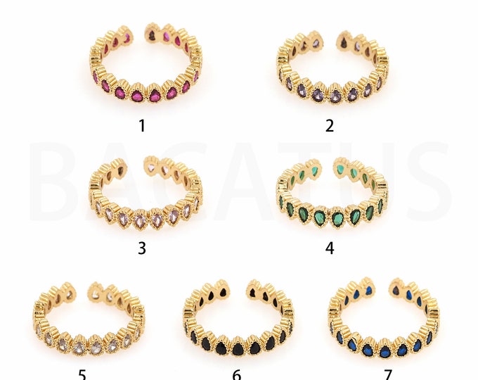 1PCS Ladies Birthday Gift, Couple Jewelry,18K Gold Filled Adjustable Ring Micropave CZ Drop-Shaped Zircon Ring,