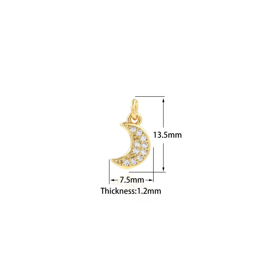 Crescent Necklace, 18K Gold Filled Moon Pendant,micropavé CZ Crescent ...