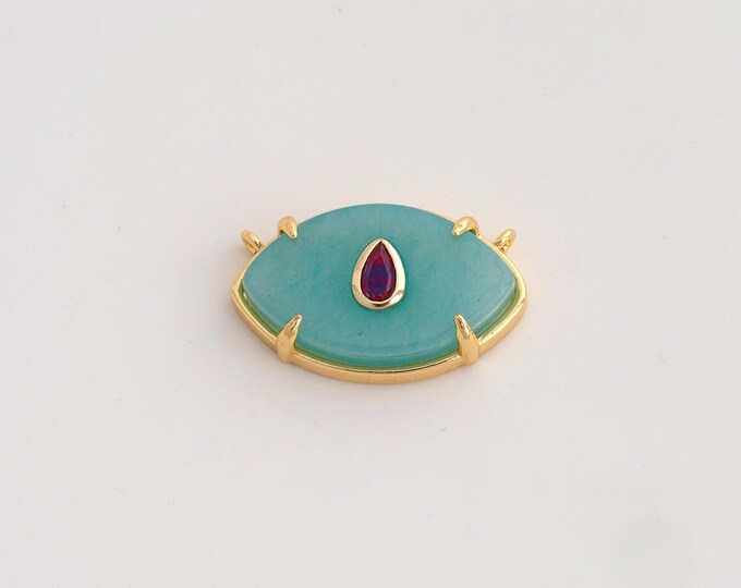 18K Gold Filled Natural Stone Charm,Dainty Energy Stone Pendant,Eye Stone Pendant ,DIY Jewelry Supplies,15x24x5.4mm