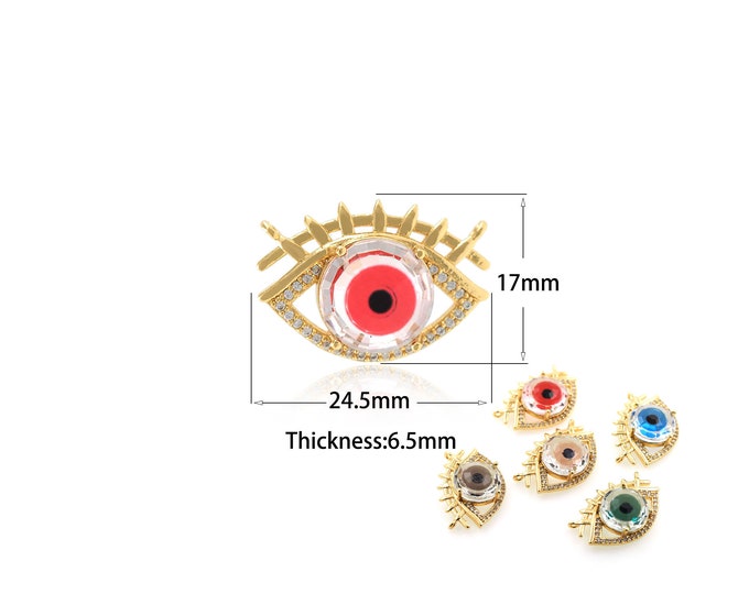 1PCS Crystal Glass Magic Eye Pendant Gold Filled Magic Eye Jewelry Lucky Eye Jewelry Crystal Gem Magic Eye Amulet 24.3x17x6.7mm