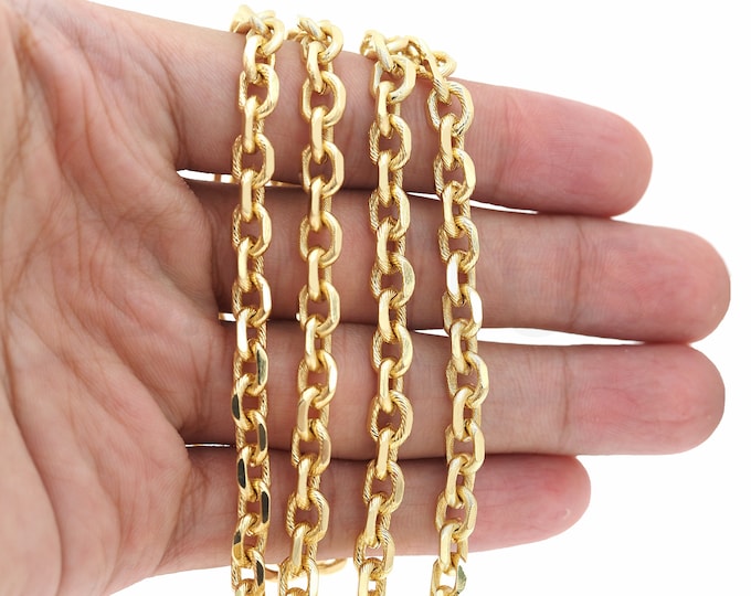 1 meter 18K Plating Rectangular Chain, Brass Rectangular Chain, Gold-Plated Nickel-Free Chain, Jewelry Necklace Bracelet Gold Chain