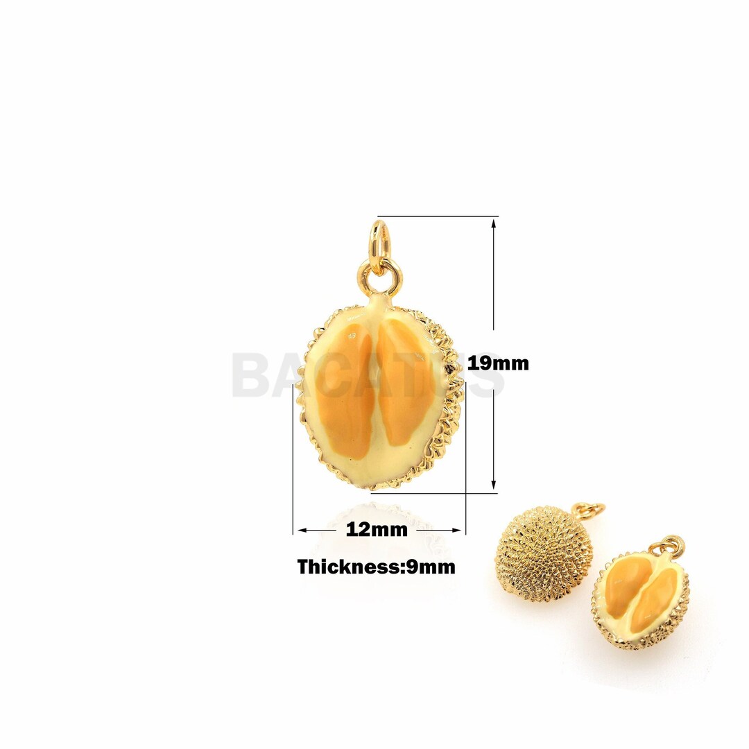 18K Gold Filled Durian Pendant, Durian Charm, Enamel Durian Necklace ...