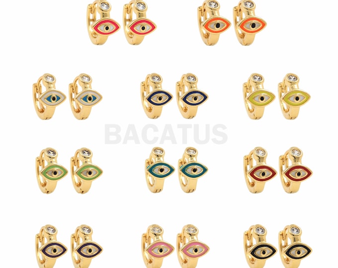 1Pcs,Eye Hoop Earrings-Enamel Eye Earrings Gold Filled Earrings Delicate Earrings Hoop Earrings Eye Hoop Earrings 11x12.5x7mm
