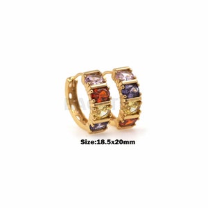 1Pair Square Zircon Earrings For Her Valentine's Day Gift, Crystal Earrings, Geometric Earrings Micro-inlaid colored zircon 18.5x20mm