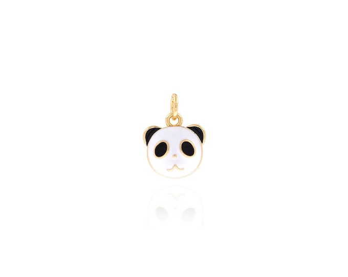 Panda Pendant,Panda Necklace, 18K Gold Filled Enamel Charm,Panda Charm,DIY Jewelry Supplies, 15.3x11.5x3.6mm