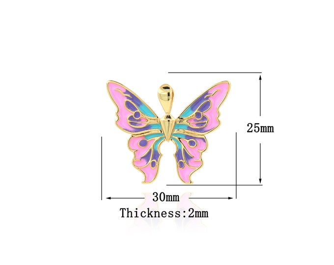 18K Gold Filled Butterfly Pendant,Gold Dainty Butterfly Charms,Butterfly Charm Bracelet Necklace for DIY Jewelry Making Supply