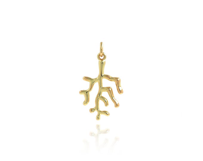 Coral Pendant,18K Gold Filled Coral Necklace, Coral Pendant, DIY jewelry Making Accessories,26.8x15.2x2.5mm